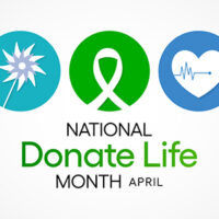 National Donate Life Month icons that are blue and green.