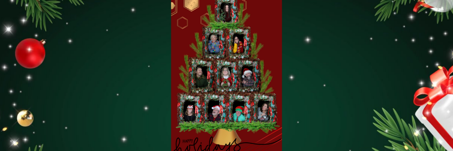 Christmas image with leadership profile pictures shaped as a holiday tree.