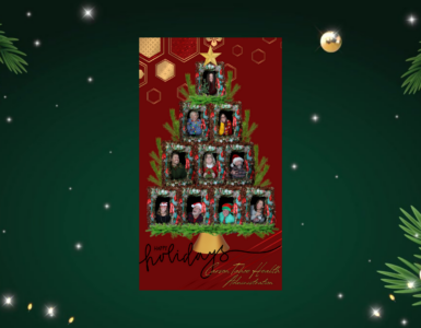 Christmas image with leadership profile pictures shaped as a holiday tree.