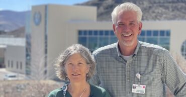 Carson Tahoe Health physical therapists Wendy and Jonathan standing together outside the hospital in Carson City