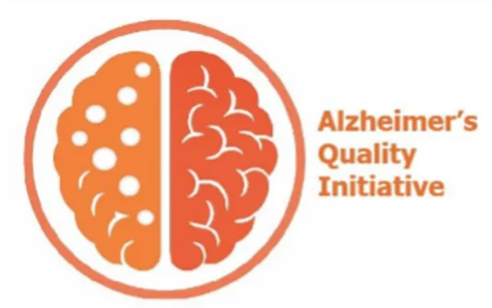Alzheimer’s Quality Initiative logo featuring a stylized brain representing dementia care and quality improvement