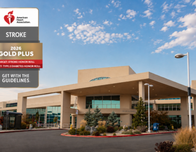 Carson Tahoe Regional Medical Center with American Heart Association Gold Plus stroke care award badge
