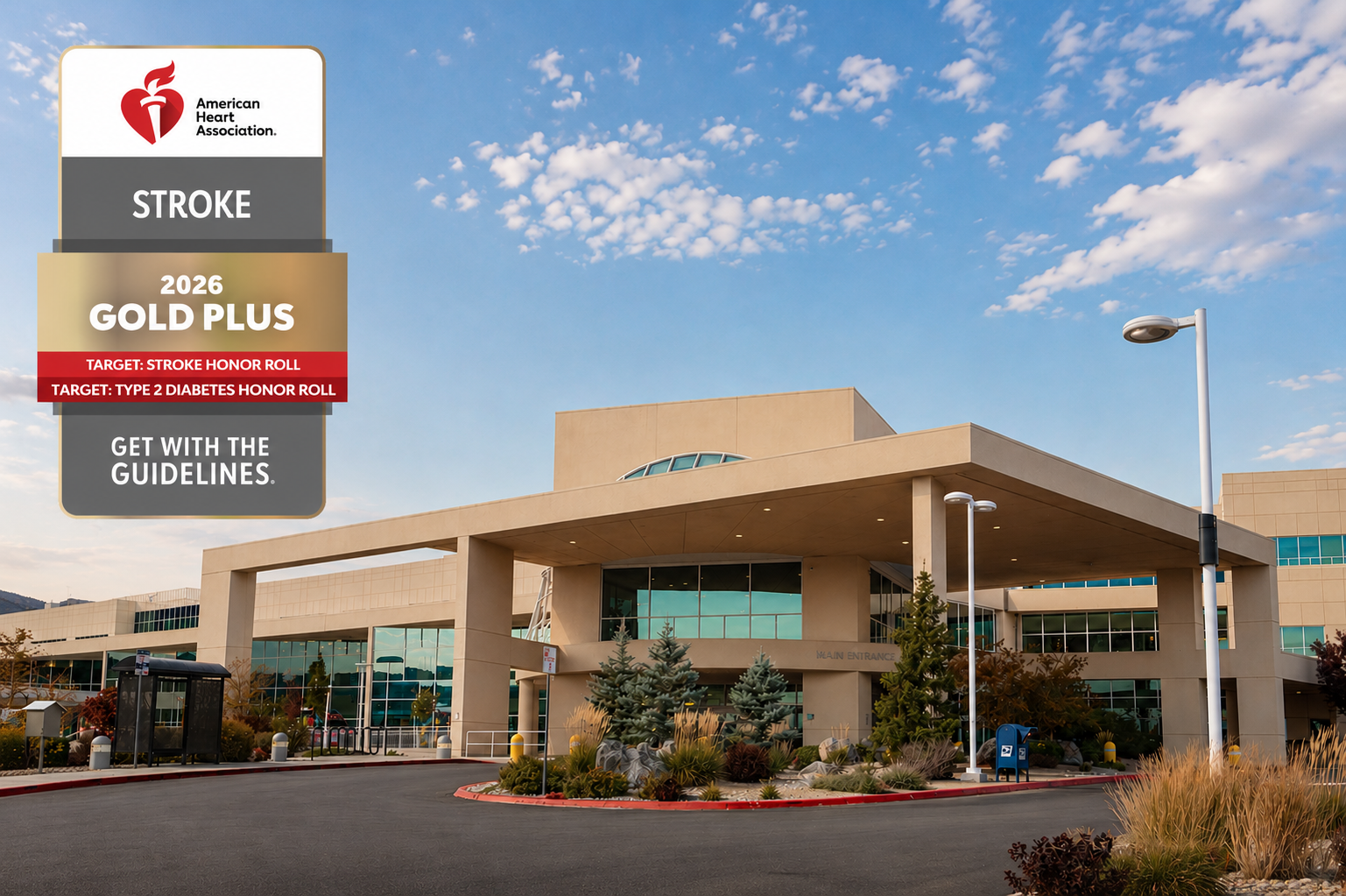 Carson Tahoe Regional Medical Center with American Heart Association Gold Plus stroke care award badge