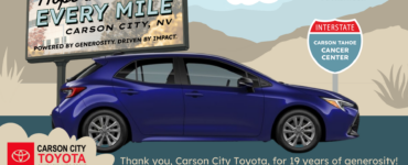 Hope in Every Mile Carson Tahoe Health Foundation raffle featuring a Toyota Corolla and a chance to win $15,000 cash or a new car.