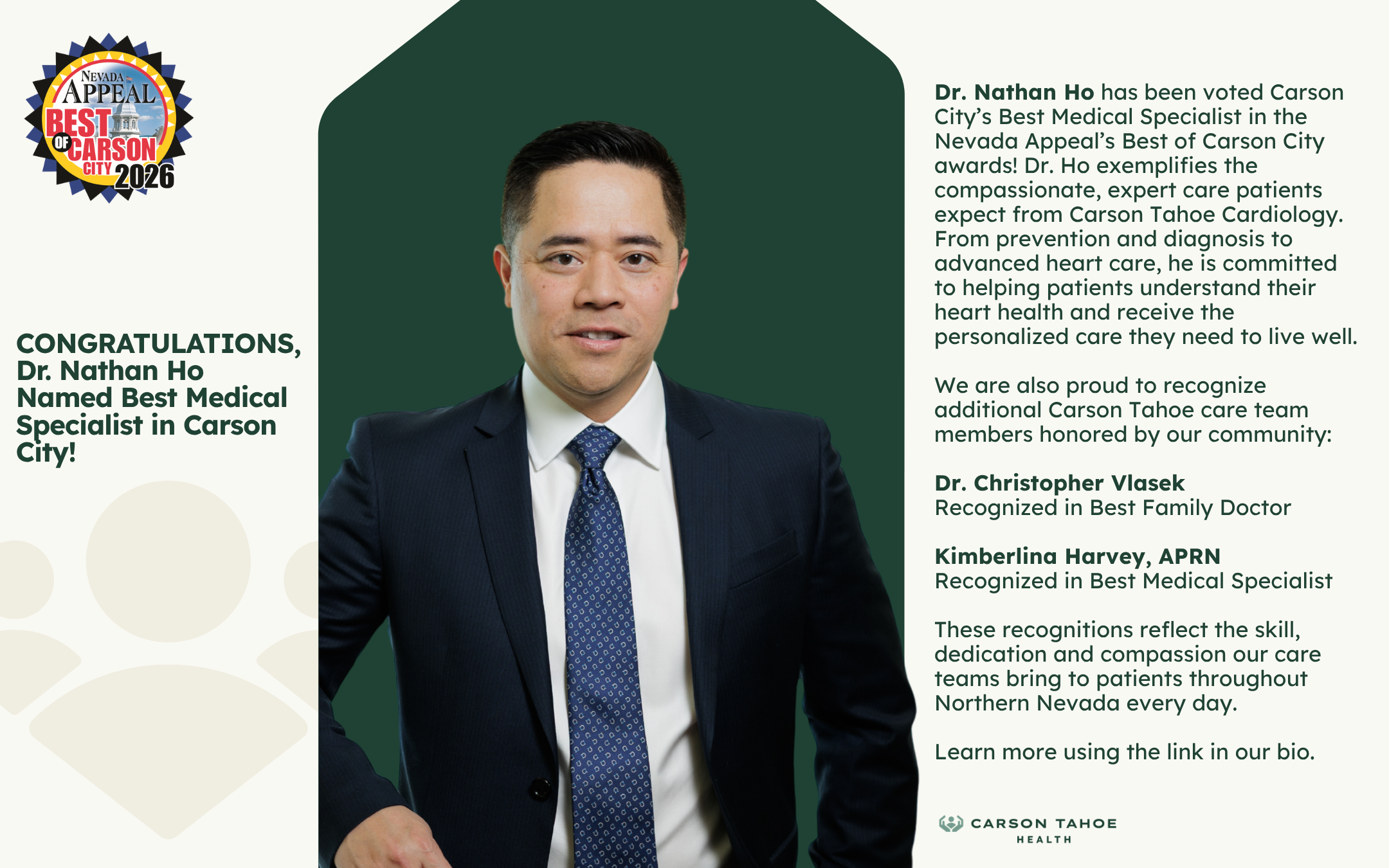 Dr. Nathan Ho – Nevada Appeal Best of Carson City 2026 Best Medical Specialist